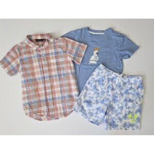 Janie and Jack 6 Boys Shirt Plaid Shirt Tee Shorts Summer Lot
